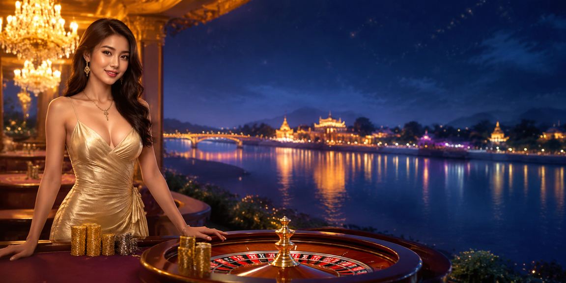 Người mẫu Việt Nam trải nghiệm trò chơi Roulette trực tuyến với phong cảnh Huế cổ kính